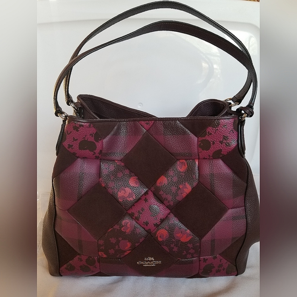 Coach Edie31 Canyon Quilt Patchwork Cyclamen Oxblood Calico Prairie Shoulder Bag